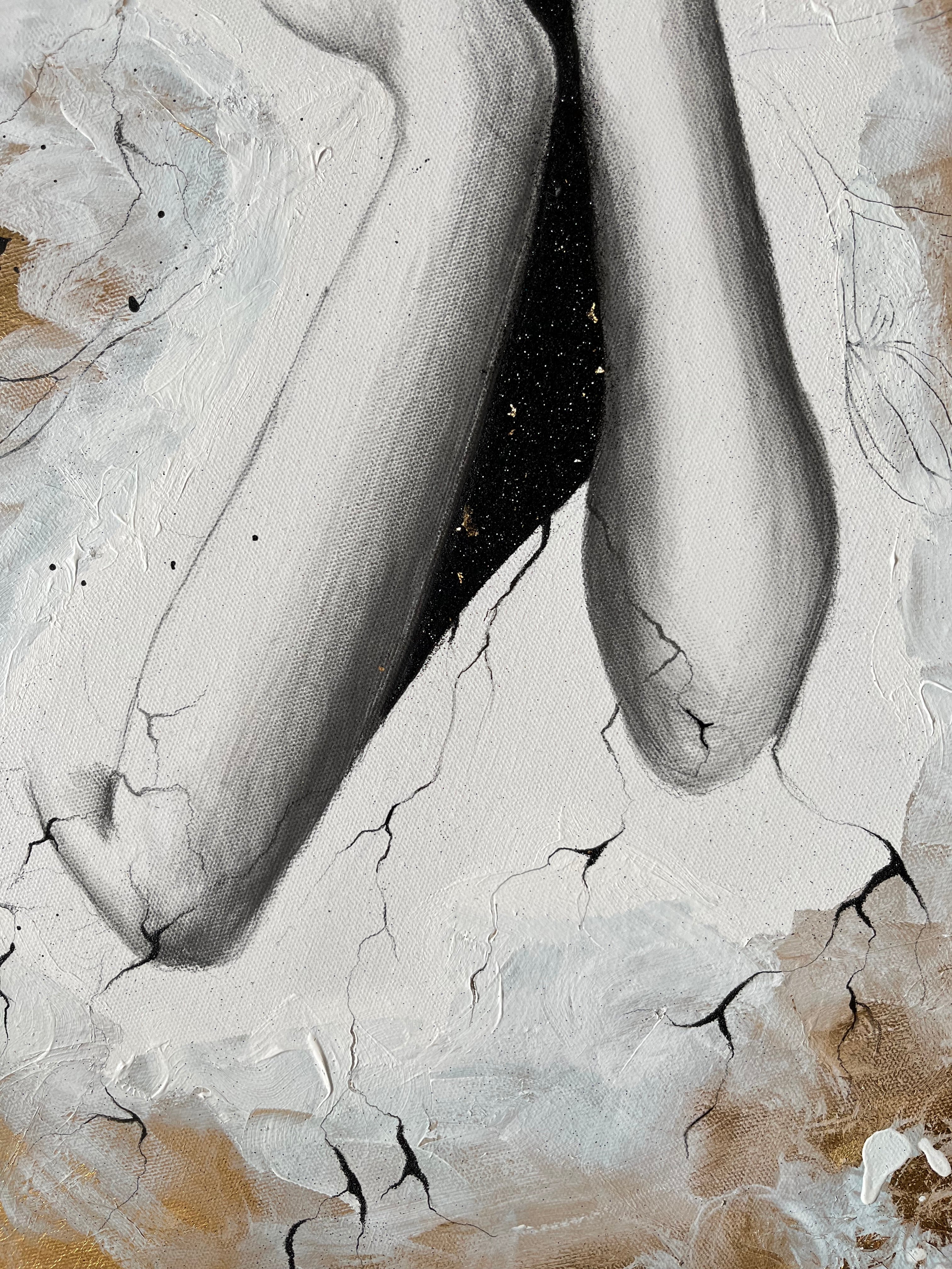 Kunstwerk roots Nadine Elsner Art. Detailaufnahme des fertigen Werks. Hier Wurzeln.